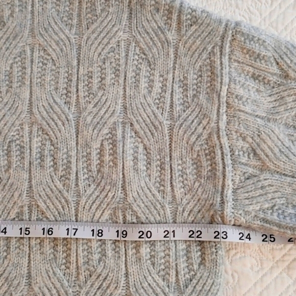 Prologue Aqua & White Chunky Turtle Neck Sweater/ Size L - Picture 9 of 10